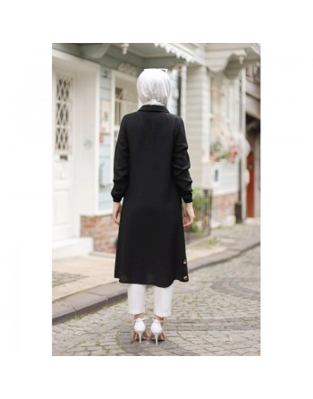Tunique longue (Vetements Hijab pour femmes voilées) - Couleur noir 