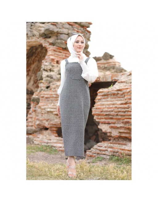Robe Salopette à carreaux style vichy (Tenue Hidjab habillé pour femme voilée) Robe Salopette à carreaux style vichy (Tenue Hidjab habillé pour femme voilée)