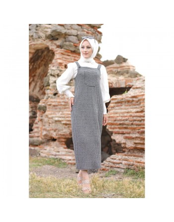 Robe Salopette à carreaux style vichy (Tenue Hidjab habillé pour femme voilée) 