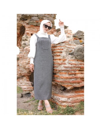 Robe Salopette à carreaux style vichy (Tenue Hidjab habillé pour femme voilée) 