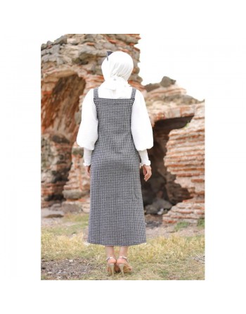 Robe Salopette à carreaux style vichy (Tenue Hidjab habillé pour femme voilée) 