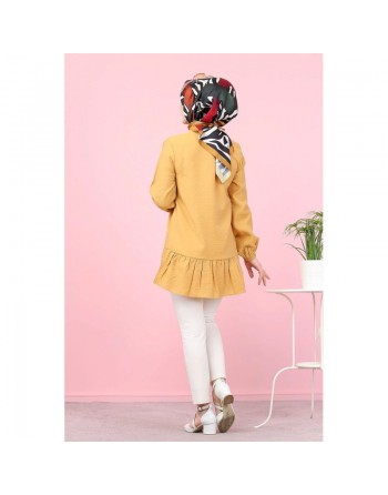 Tunique à volant (Vetement tendance femme voilée) - Couleur Jaune moutarde 