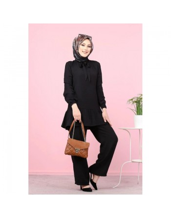 Tunique style habillé (Vetement chic femme voilée) - Couleur noir 