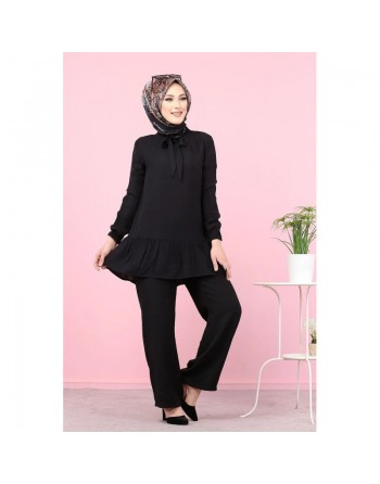 Tunique style habillé (Vetement chic femme voilée) - Couleur noir 