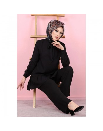 Tunique style habillé (Vetement chic femme voilée) - Couleur noir 