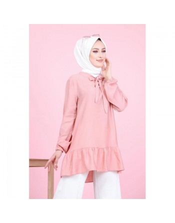 Tunique à volant (Vêtement chic femme voilée) - Couleur rose 