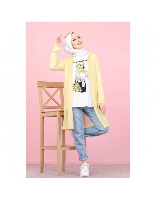 Tunique T-Shirt "illustration hijab" manches longues + Gilet-Cardigan assorti (Mode musulmane pour jeune femme voilée) -... Tunique T-Shirt "illustration hijab" manches longues + Gilet-Cardigan assorti (Mode musulmane pour jeune femme voilée) -...