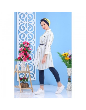 Chemise - Tunique blanche avec rayures pour femme 