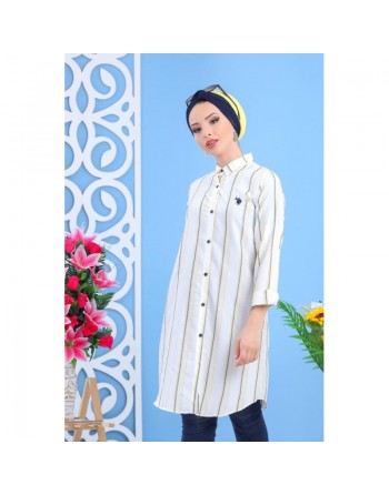 Chemise - Tunique blanche avec rayures pour femme 