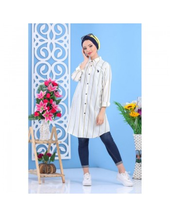 Chemise - Tunique blanche avec rayures pour femme 