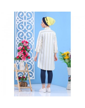 Chemise - Tunique blanche avec rayures pour femme 