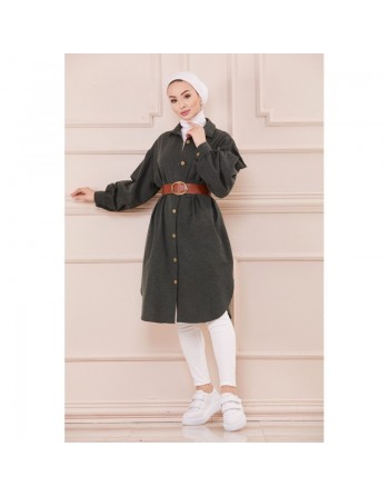 Chemise longue et ample pour femme (Tunique large pour hijab) - Couleur taupe 