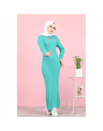 Robe tricotée en maille pour femme - Couleur menthe 