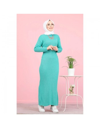 Robe tricotée en maille pour femme - Couleur menthe 