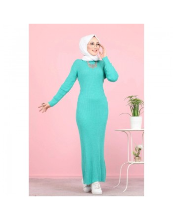Robe tricotée en maille pour femme - Couleur menthe 