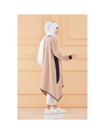 Tunique oversize (Vêtement ample pour femme voilée et hijab) - Couleur Beige et noir 