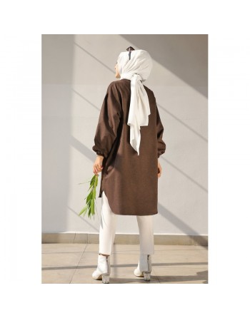 Chemise-Tunique ample pour femme (Vêtement Hijab) - Couleur marron 