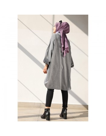 Chemise-Tunique ample pour femme (Vêtement Hidjab) - Couleur gris foncé 