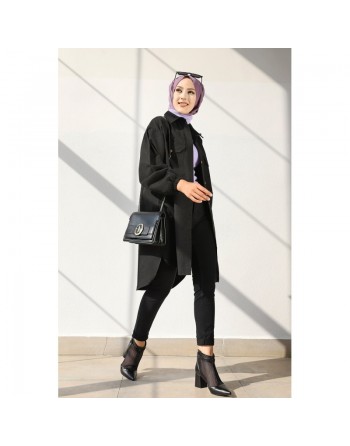 Chemise-Tunique ample pour femme (Vêtement Hijab) - Couleur noir 