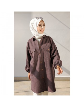Chemise-Tunique ample pour femme (Vêtement pour femmes voilées) - Couleur mauve 
