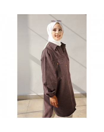 Chemise-Tunique ample pour femme (Vêtement pour femmes voilées) - Couleur mauve 