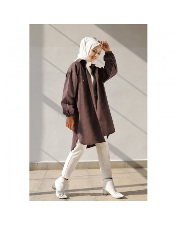 Chemise-Tunique ample pour femme (Vêtement pour femmes voilées) - Couleur mauve 
