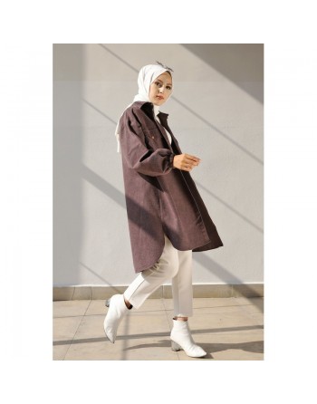 Chemise-Tunique ample pour femme (Vêtement pour femmes voilées) - Couleur mauve 