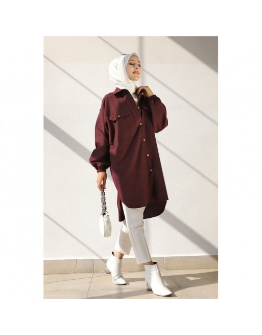 Chemise-Tunique ample pour femmes (Vêtements Hijabs) - Couleur bordeaux Chemise-Tunique ample pour femmes (Vêtements Hijabs) - Couleur bordeaux