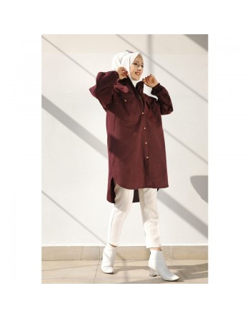 Chemise-Tunique ample pour femmes (Vêtements Hijabs) - Couleur bordeaux 