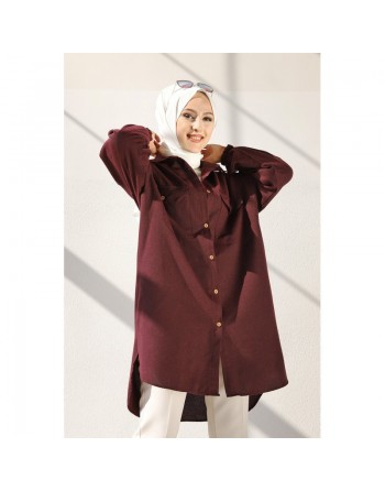 Chemise-Tunique ample pour femmes (Vêtements Hijabs) - Couleur bordeaux 