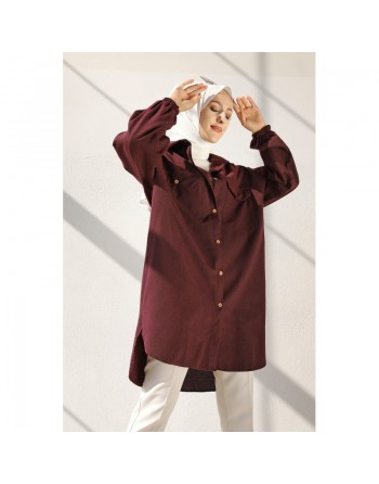 Chemise-Tunique ample pour femmes (Vêtements Hijabs) - Couleur bordeaux 