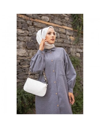 Chemise longue et ample pour femme (Tunique large pour hijab) - Couleur gris clair 