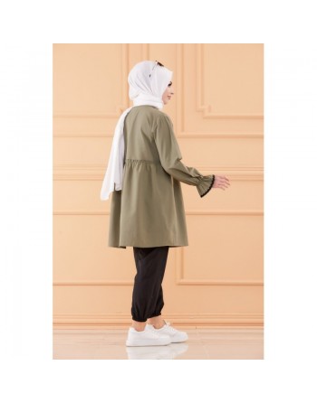 Ensemble femme (Tunique ample et pantalon) - Vetements Hijab - Couleur noir et kaki 