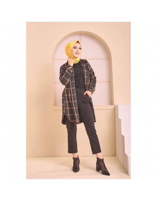 Chemise longue - Tunique à rayures (Surchemise pour saison automne hiver - Vêtement Hijab France) - Couleur bronze Chemise longue - Tunique à rayures (Surchemise pour saison automne hiver - Vêtement Hijab France) - Couleur bronze