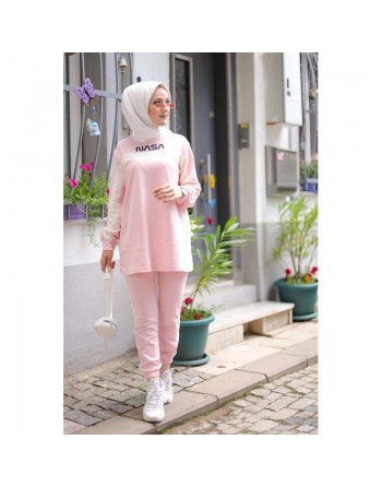Survêtement décontracté - Tenue de sport 2 pièces pour femme (Grandes tailles et Hidjab pas cher en ligne) - Couleur Rose 