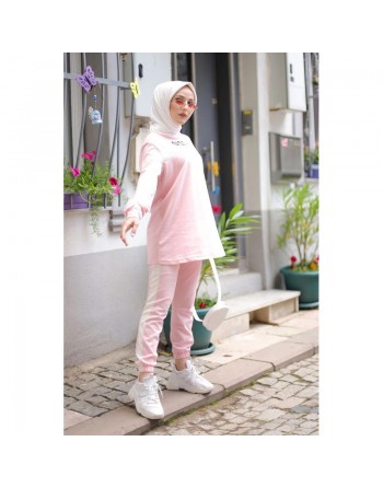 Survêtement décontracté - Tenue de sport 2 pièces pour femme (Grandes tailles et Hidjab pas cher en ligne) - Couleur Rose 