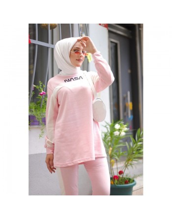 Survêtement décontracté - Tenue de sport 2 pièces pour femme (Grandes tailles et Hidjab pas cher en ligne) - Couleur Rose 