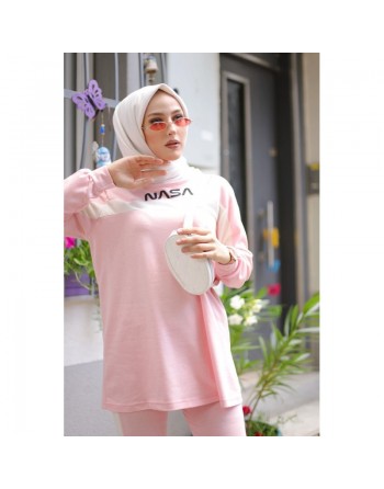 Survêtement décontracté - Tenue de sport 2 pièces pour femme (Grandes tailles et Hidjab pas cher en ligne) - Couleur Rose 
