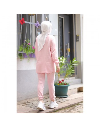 Survêtement décontracté - Tenue de sport 2 pièces pour femme (Grandes tailles et Hidjab pas cher en ligne) - Couleur Rose 