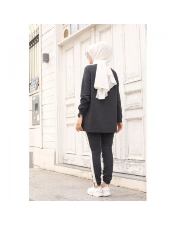 Ensemble survêtement pour femme imprimé "NASA" (Hijab sport pas cher - Grande taille disponible) - Couleur Gris foncé chiné 