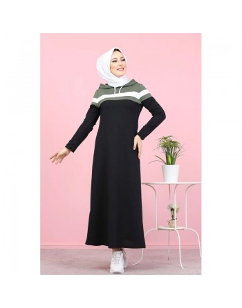 Robe à capuche style sportswear - Vêtements Hijabs pour jeunes femmes musulmanes - Couleur noir, blanc et kaki 