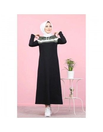 Robe à capuche style sportswear - Vêtements Hijabs pour jeunes femmes musulmanes - Couleur noir, blanc et kaki 