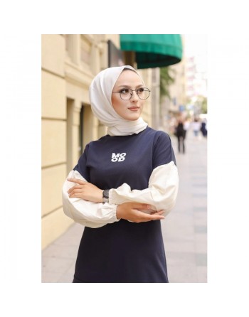 Ensemble survêtement avec sweat-shirt et jogger (Vêtement sport femme voilée) - Couleur Bleu marine 