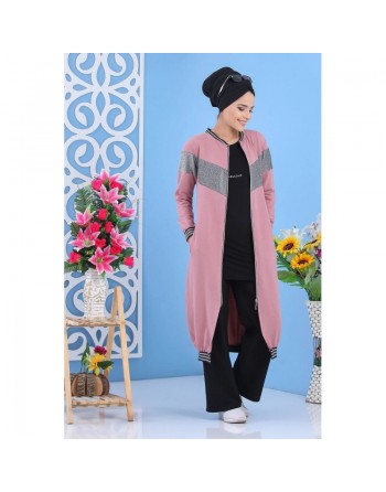 Cardigan Sweat zippé long (Plusieurs couleurs disponibles) - Tenue de Sport pour femme 