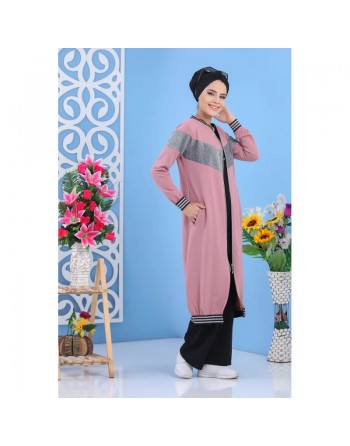 Cardigan Sweat zippé long (Plusieurs couleurs disponibles) - Tenue de Sport pour femme 