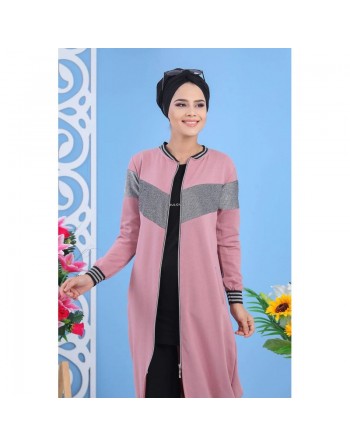 Cardigan Sweat zippé long (Plusieurs couleurs disponibles) - Tenue de Sport pour femme 