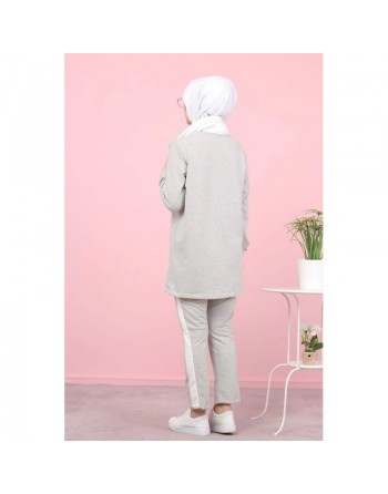 Ensemble survêtement imprimé "NASA" - Tenue pour femme voilée (Hijab sport Turquie pas cher) - Couleur gris clair 