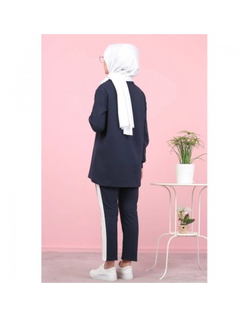 Ensemble survêtement sport pas cher (Boutique en ligne femme voilée) - Grande taille disponible - Couleur Bleu nuit 