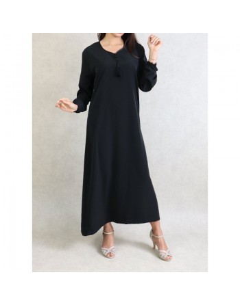 Robe Orientale simple manches longues - Couleur Noir 