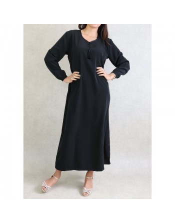 Robe Orientale simple manches longues - Couleur Noir 